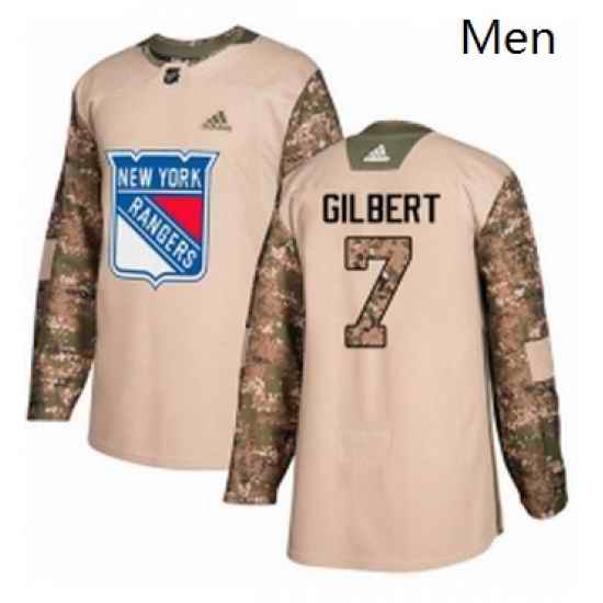 Mens Adidas New York Rangers 7 Rod Gilbert Authentic Camo Veterans Day Practice NHL Jersey